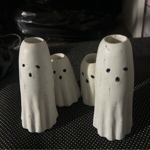 Set of White Ghost Candle Holders